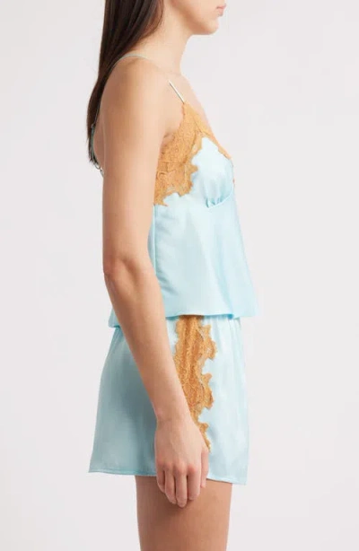 Open Edit Lace Trim Satin Short Pajamas