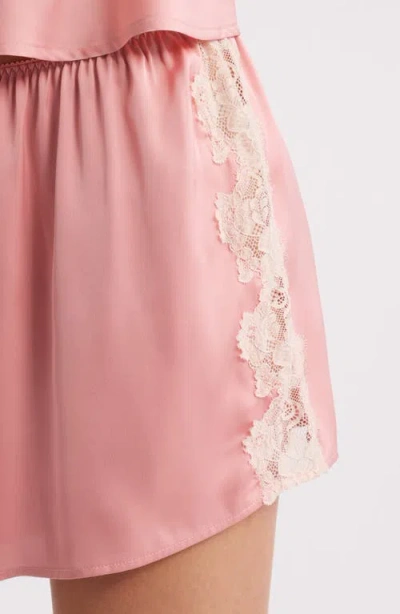 Open Edit Lace Trim Satin Short Pajamas