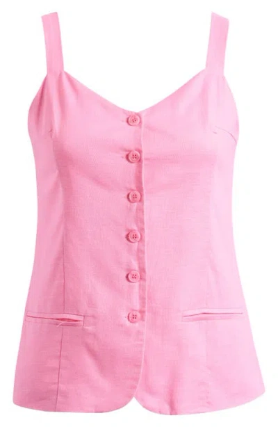 Petal And Pup Petal & Pup Laurent Cotton & Linen Button-up Top In Pink