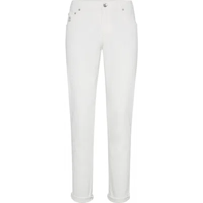 Brunello Cucinelli Garment-dyed Trousers In White