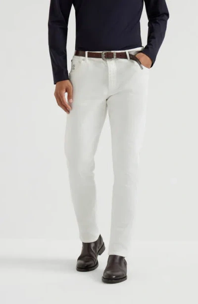 Brunello Cucinelli Garment-dyed Trousers In White