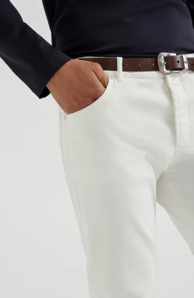 Brunello Cucinelli Garment-dyed Trousers In White