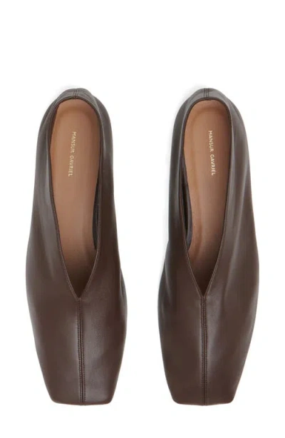 Mansur Gavriel Square Soft V Flats Chocolate