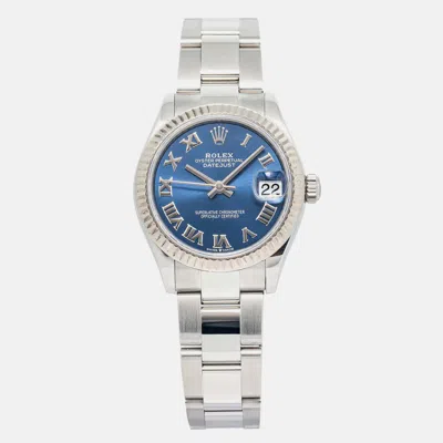 Pre-owned Rolex Datejust 278274 Automatic Blue Stainless Steel Women's Wristwatch 31 Mm