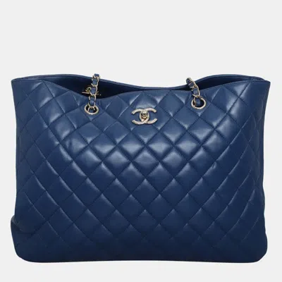 Pre-owned Chanel Large Classic Timeless Shopping Tote In Blue