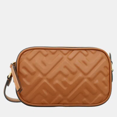 Pre-owned Fendi Ff Embossed Brown Camera Bag