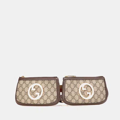 Pre-owned Gucci Beige/brown Mini Gg Supreme Blondie Belt Bag In Sand