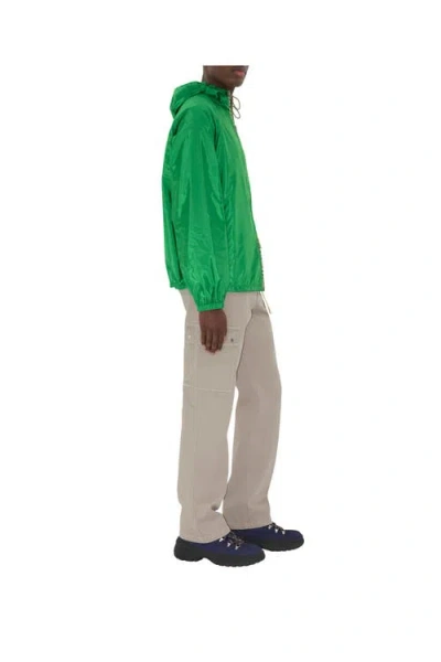 Burberry Check Trim Nylon Hooded Jacket In Green