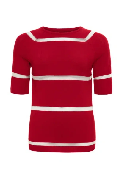 Anatomie Campbell Sheer Stripe Pullover Top In Red