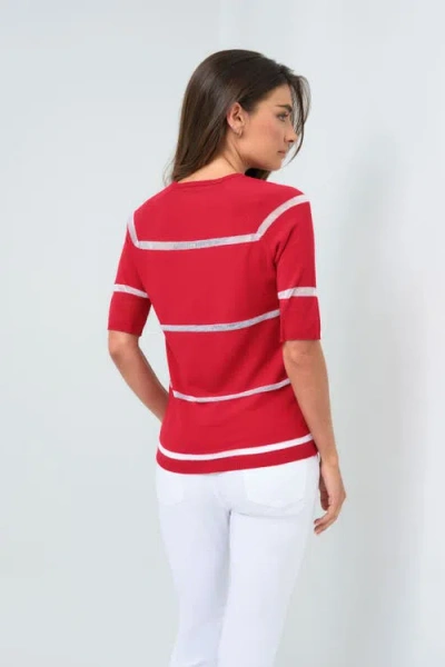 Anatomie Campbell Sheer Stripe Pullover Top In Red