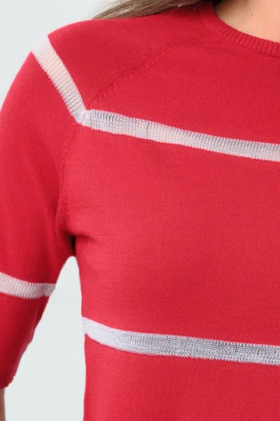 Anatomie Campbell Sheer Stripe Pullover Top In Red