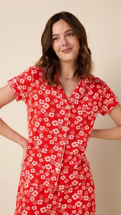 The Cat's Pajamas Pima Knit Capri Pajama Set In Pink