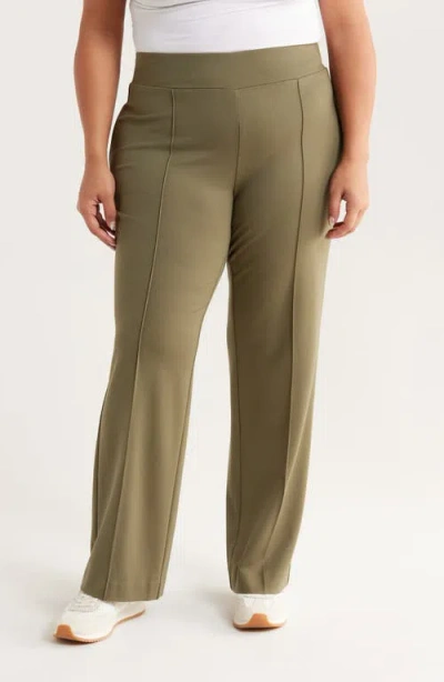 Jones New York Pintuck Pull-on Straight Leg Pants In Green