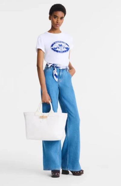 Longchamp Large Le Roseau Cotton Canvas Tote
