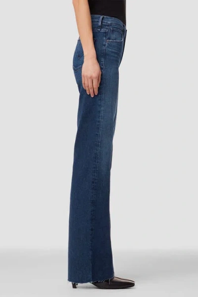 Hudson Rose High Waisted Raw Hem Wide Leg Jeans In Blue