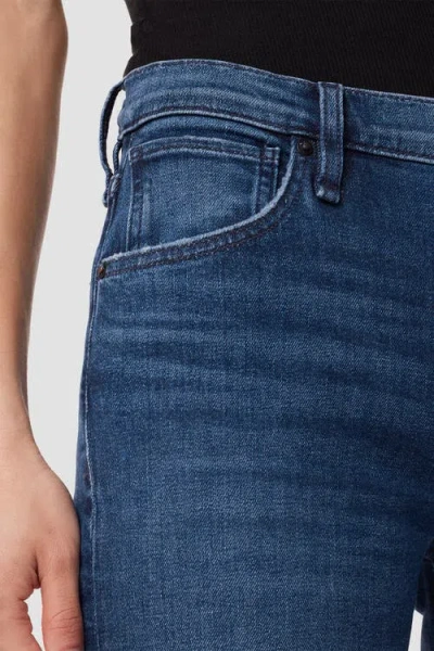 Hudson Rose High Waisted Raw Hem Wide Leg Jeans In Blue
