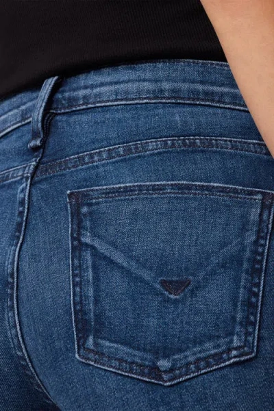 Hudson Rose High Waisted Raw Hem Wide Leg Jeans In Blue