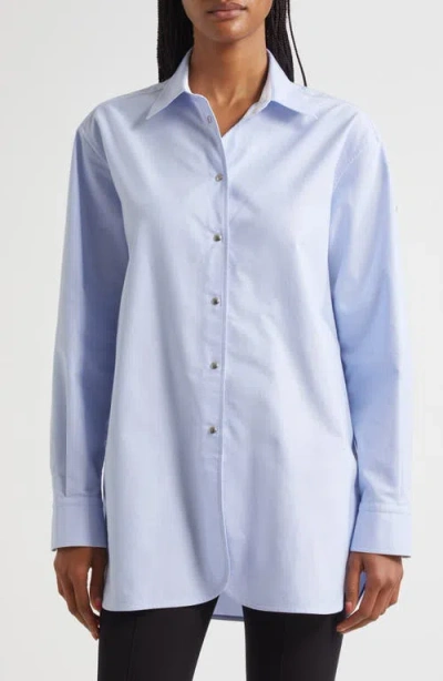 Moncler Cotton Oxford Snap-up Shirt In Blue