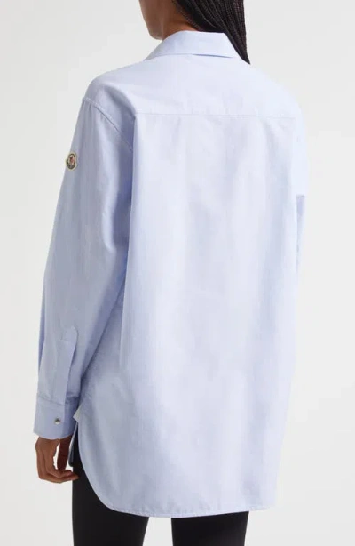 Moncler Cotton Oxford Snap-up Shirt In Blue