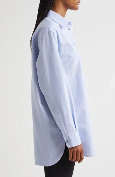 Moncler Cotton Oxford Snap-up Shirt In Blue