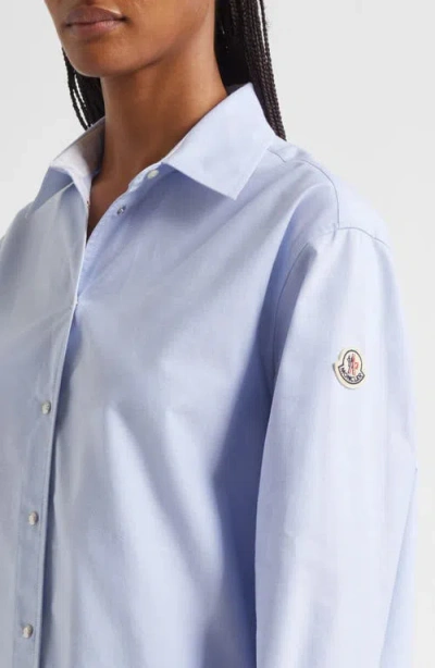 Moncler Cotton Oxford Snap-up Shirt In Blue