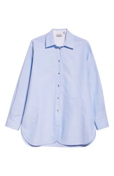 Moncler Cotton Oxford Snap-up Shirt In Blue