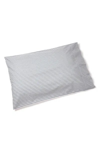 Petite Plume French Ticking Stripes Set Of 2 Cotton Percale Pillowcases In Gray