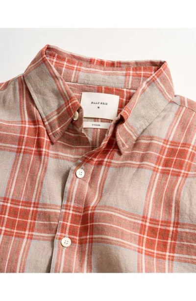 Billy Reid John Standard Fit Plaid Linen Button-up Shirt In Brown