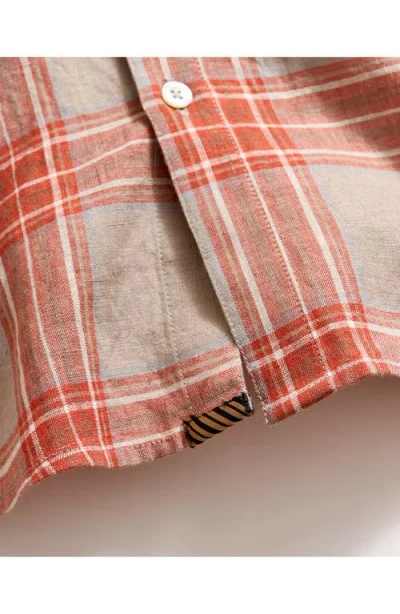 Billy Reid John Standard Fit Plaid Linen Button-up Shirt In Brown
