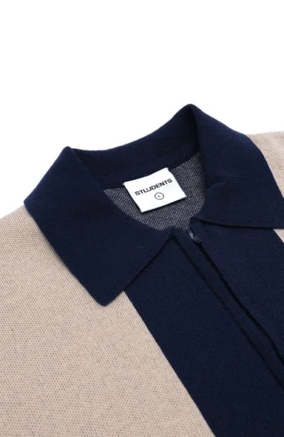 Students Umpire Stripe Half Zip Polo