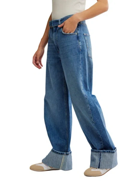 Free People East Bay Belted Cuffed High Waist Wide Leg Jeans
