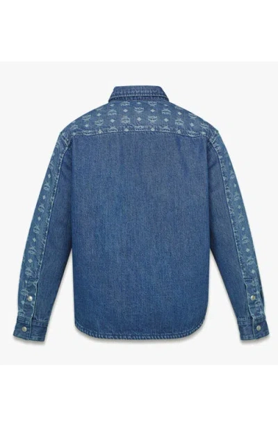 Mcm Denim Shirt With Monogram In Blue