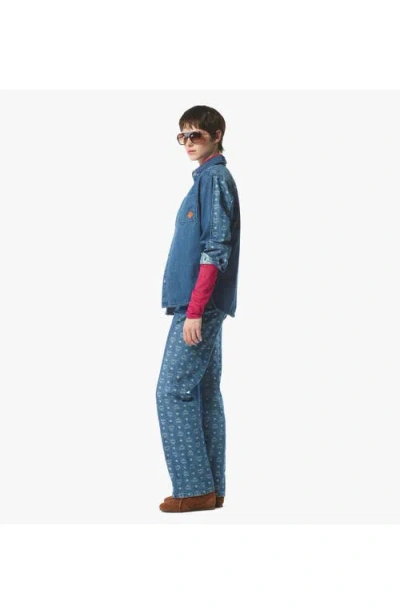 Mcm Denim Shirt With Monogram In Blue