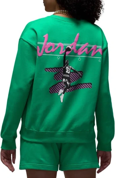 Jordan Brooklyn Oversize Fleece Crewneck Sweatshirt In Green