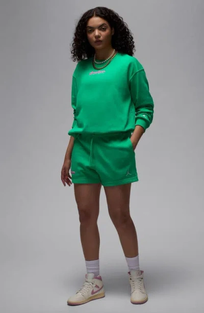 Jordan Brooklyn Oversize Fleece Crewneck Sweatshirt In Green