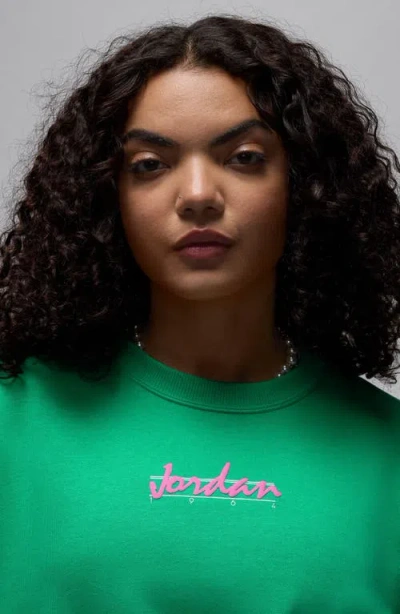 Jordan Brooklyn Oversize Fleece Crewneck Sweatshirt In Green