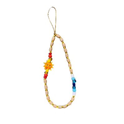 Desert Lobby Women's Neutrals Desert Sun – Beaded Phone & Bag Charm With Murano Glass Sun