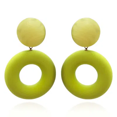 Michael Nash Jewelry Women's Grey Lucia Chatreuse Resin And Matte Rubber Clip Drop Earrings
