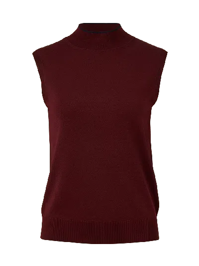 Elune Mode Women's Red Mock-neck Vest _ Deep Merlot