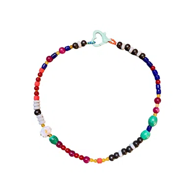 Desert Lobby Women's Gossip – Colorful Beaded Necklace With Popcorn Murano Charm