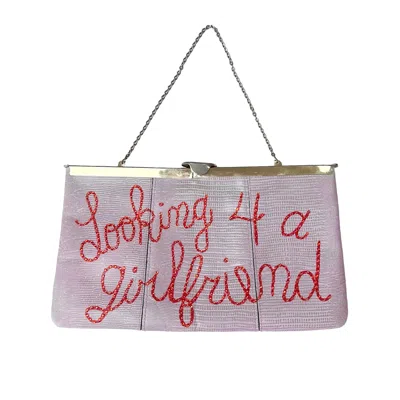 Acid Cat Women's Neutrals / Red Looking For A Girlfriend Snake Sparkle Clutch