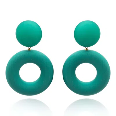 Michael Nash Jewelry Women's Blue Lucia Turquoise Resin And Matte Rubber Clip Drop Earrings