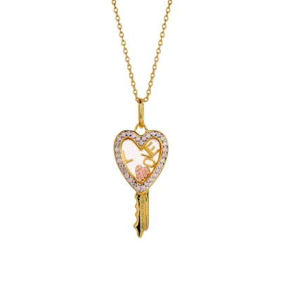 Onewildone Women's Gold / Pink Love Is The Key Necklace