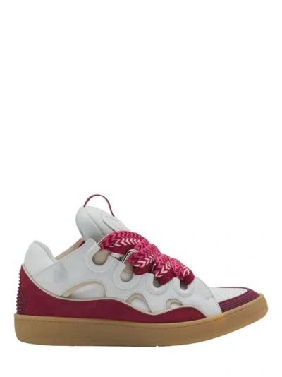 Lanvin Curb Sneakers With Padded Tongue And Multicolor Laces In White