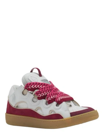 Lanvin Curb Sneakers With Padded Tongue And Multicolor Laces In White
