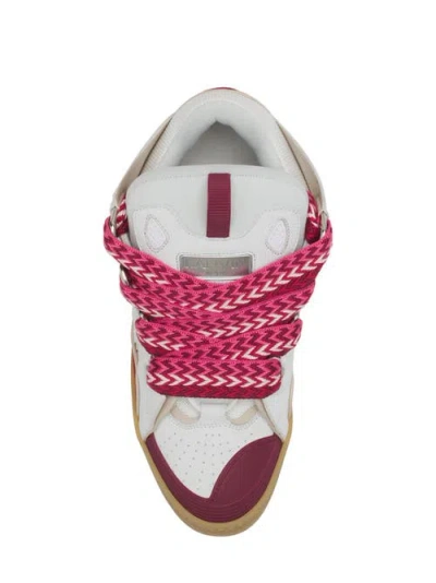 Lanvin Curb Sneakers With Padded Tongue And Multicolor Laces In White