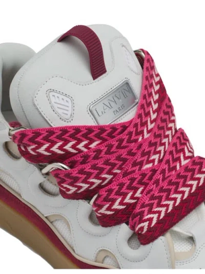 Lanvin Curb Sneakers With Padded Tongue And Multicolor Laces In White