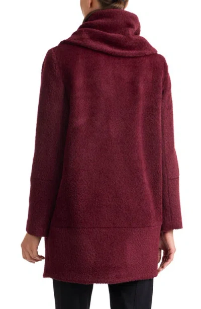 Sofia Cashmere Cocoon Wool & Alpaca Blend Bouclé Coat In Burgundy