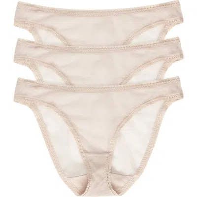 On Gossamer 3-pack Mesh Hip Bikinis In Neutral