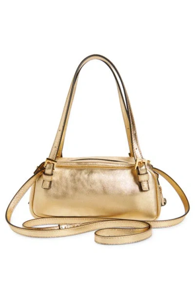 Versace Mini Tag Bowling Metallic Leather Shoulder Bag